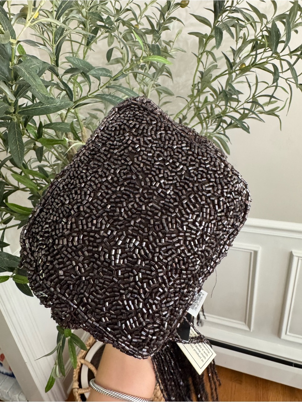 Made in India Brown Beaded Fringe Handbag Clutch - Picture 5 of 5